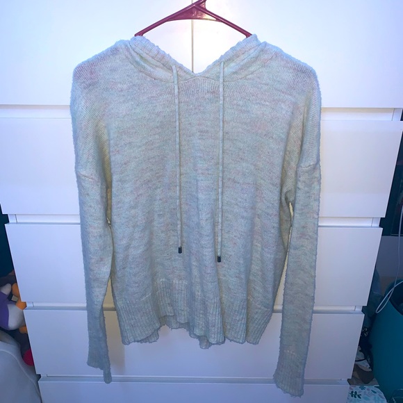 SO Sweaters - White Pastel SO Mulitcolored Hooded Sweater With Metal String Ends Womens Medium